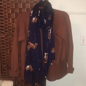 Navy Scarf with foxes